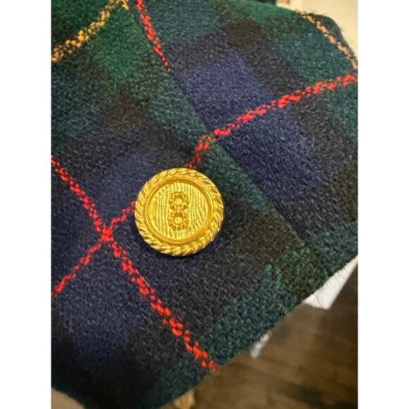 JOAN LESLIE Plaid Blazer Coat Jacket Women size 10 Navy Green Holidays Tartan - Picture 5 of 10